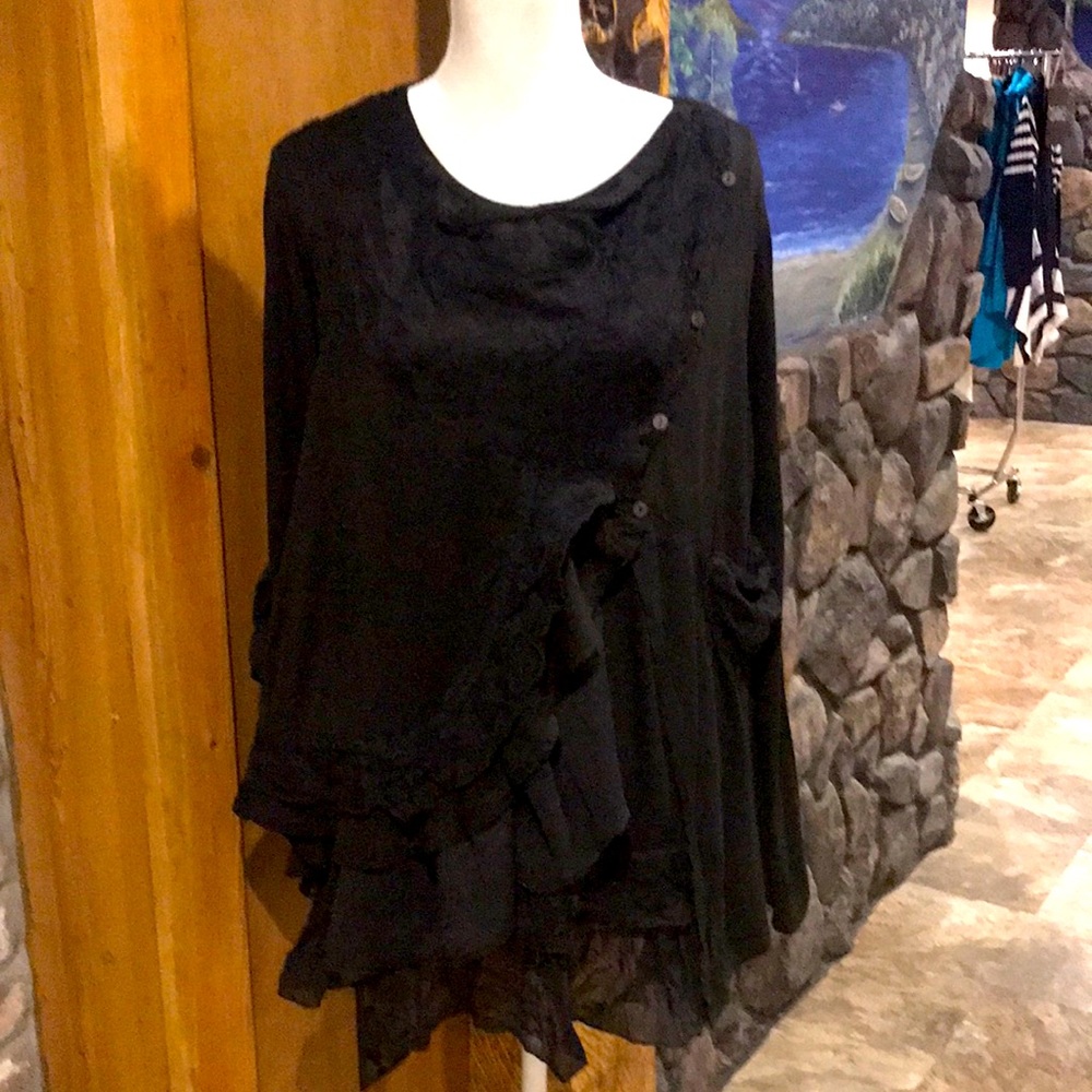 NWT Jessica Taylor Black 2-Piece Boho Tunic Small